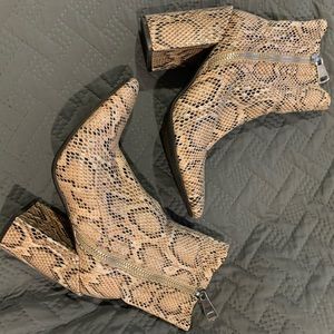 Snakeskin booties size 8